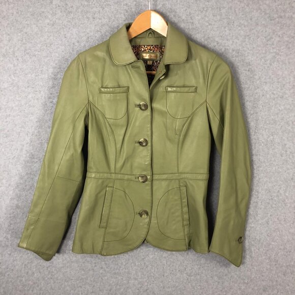 Wilsons Leather Jackets & Blazers - Vintage Y2K Wilsons Leather Green Leather Jacket Size Small